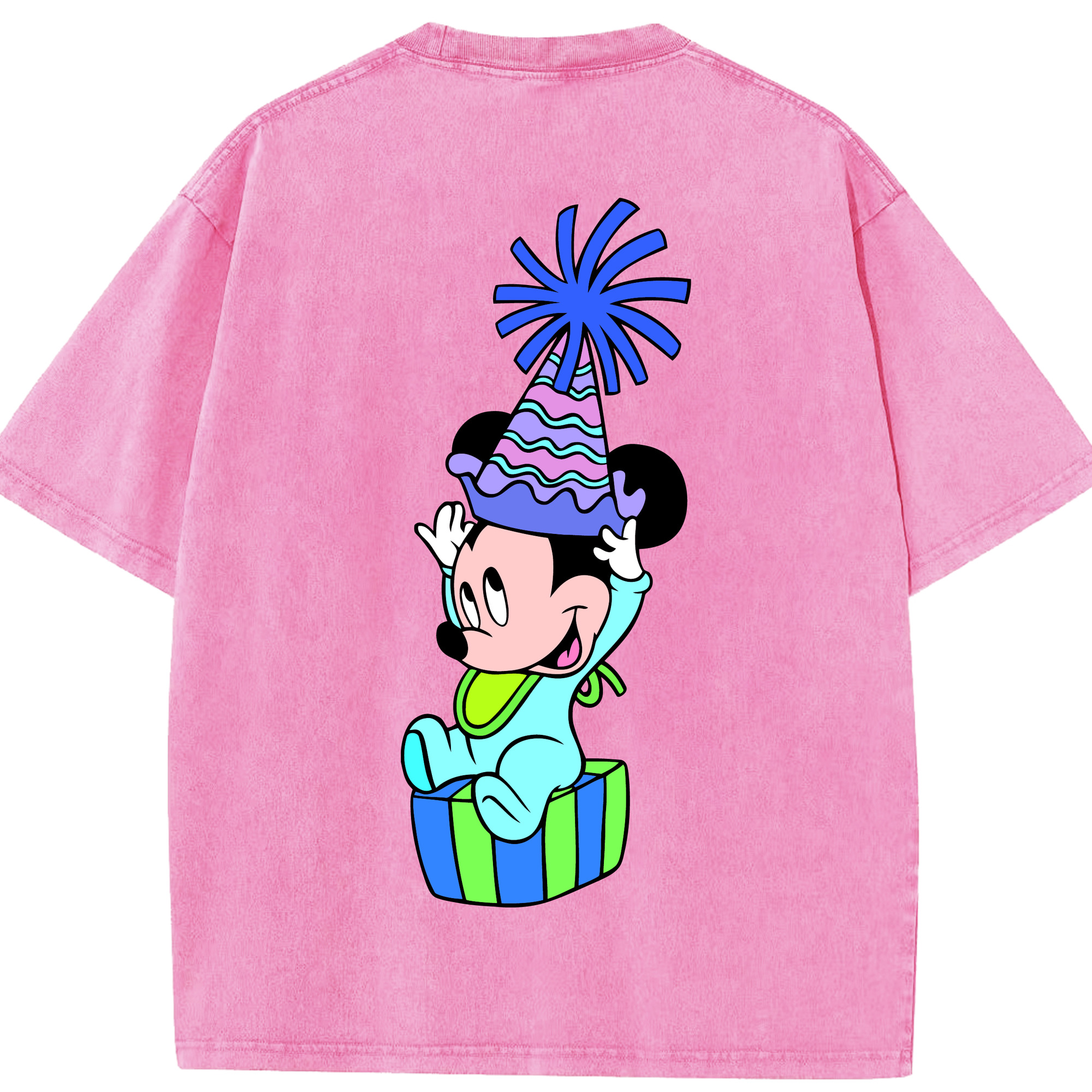 （画像用） ミッキーマウス Mickey Mouse 綿100% ヴィンテージ風 半袖Tシャツ（背面プリント）
